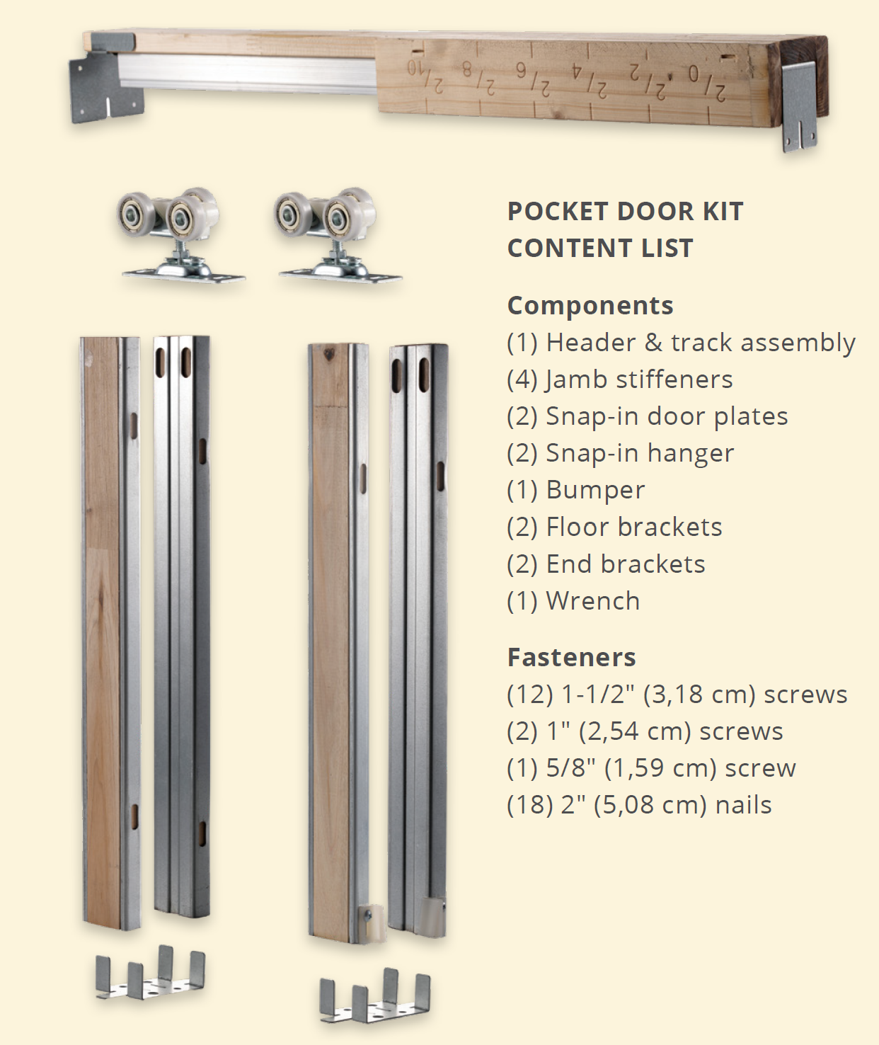 KD Pocket Door Kit components